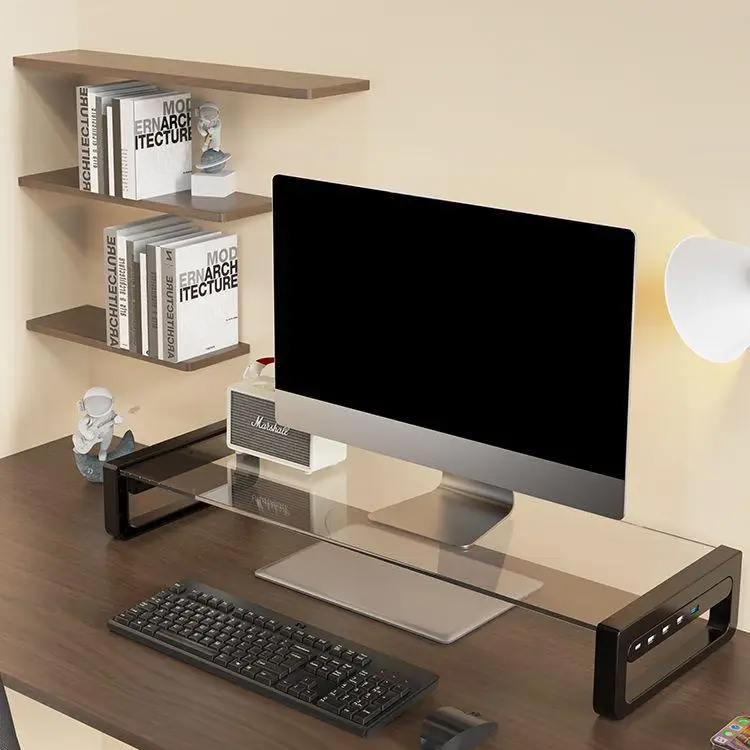 Computer Monitor Heightening Stand Multifunctional USB Charging Metal Stand Office Desktop Storage Base