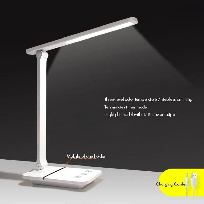 LED With USB Charging Port 3 Lighting Modes Infinitely Dimmable Folding Eye Protection Office Desk Lamp