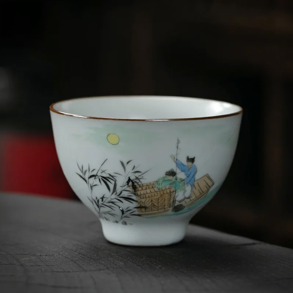 130ml Hand-Painted Landscape Ceramic Tea Cup ...