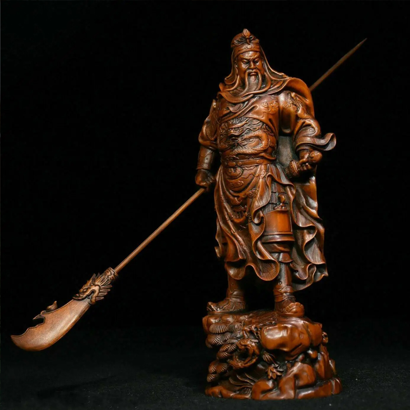 Ancient Folk Boxwood Carving Dragon Warrior ...