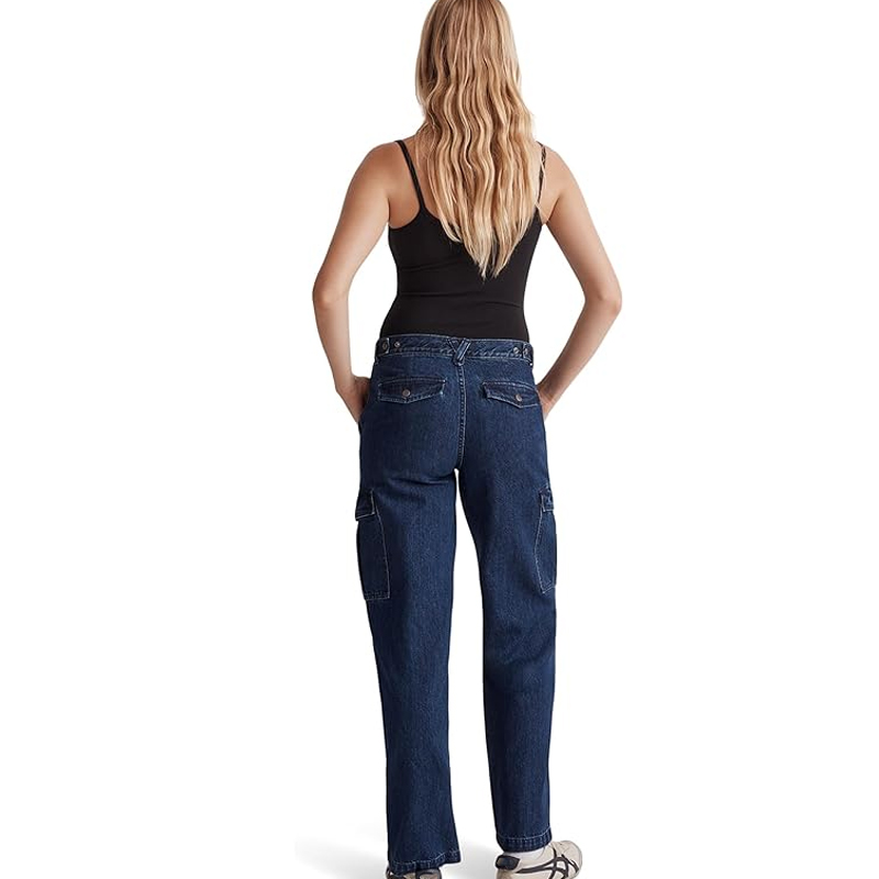 Navy Blue High Waist Dark American Fashion Street Wide Leg Women's Jeans