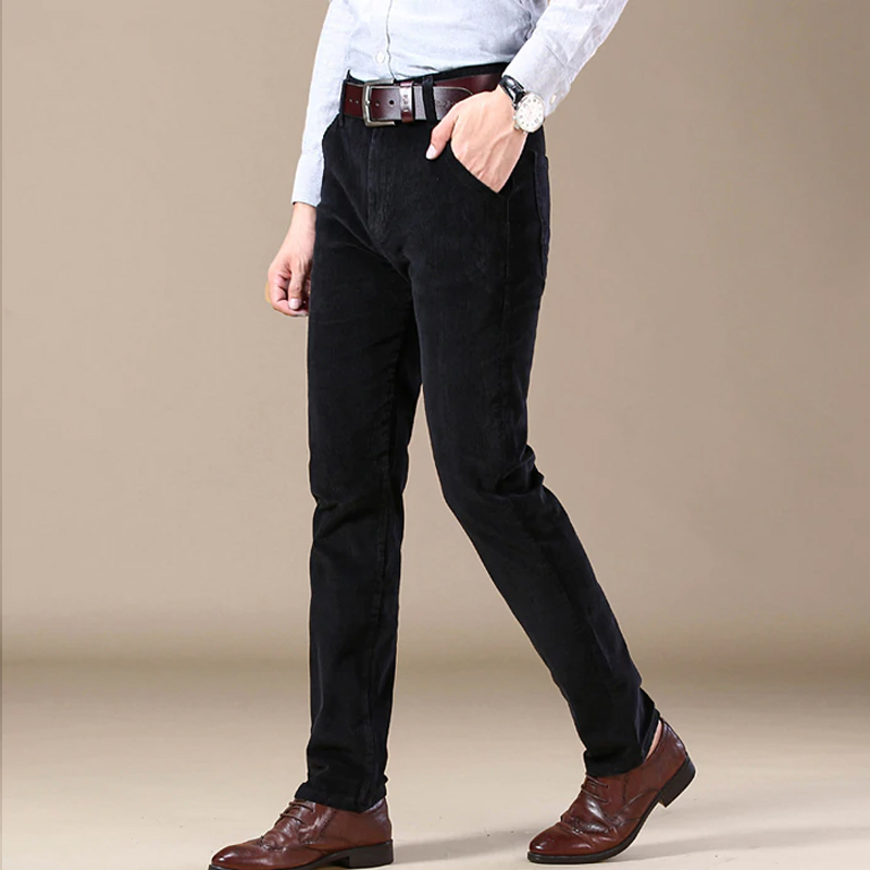 Men's Autumn And Winter Corduroy Casual Pants Business Fashion Elastic Slim Trousers Straight Pants