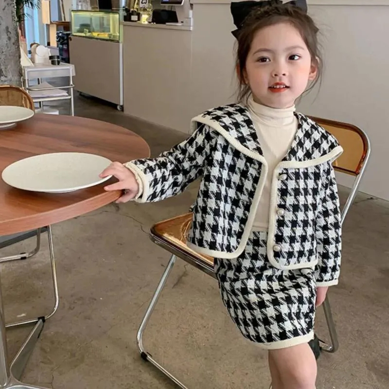 Clothing Sets Baby Girls Classic Plaid Set Jackets Skirts Spring Autumn Fashion Kids Girl Birthday Wear Children Clothes Suits