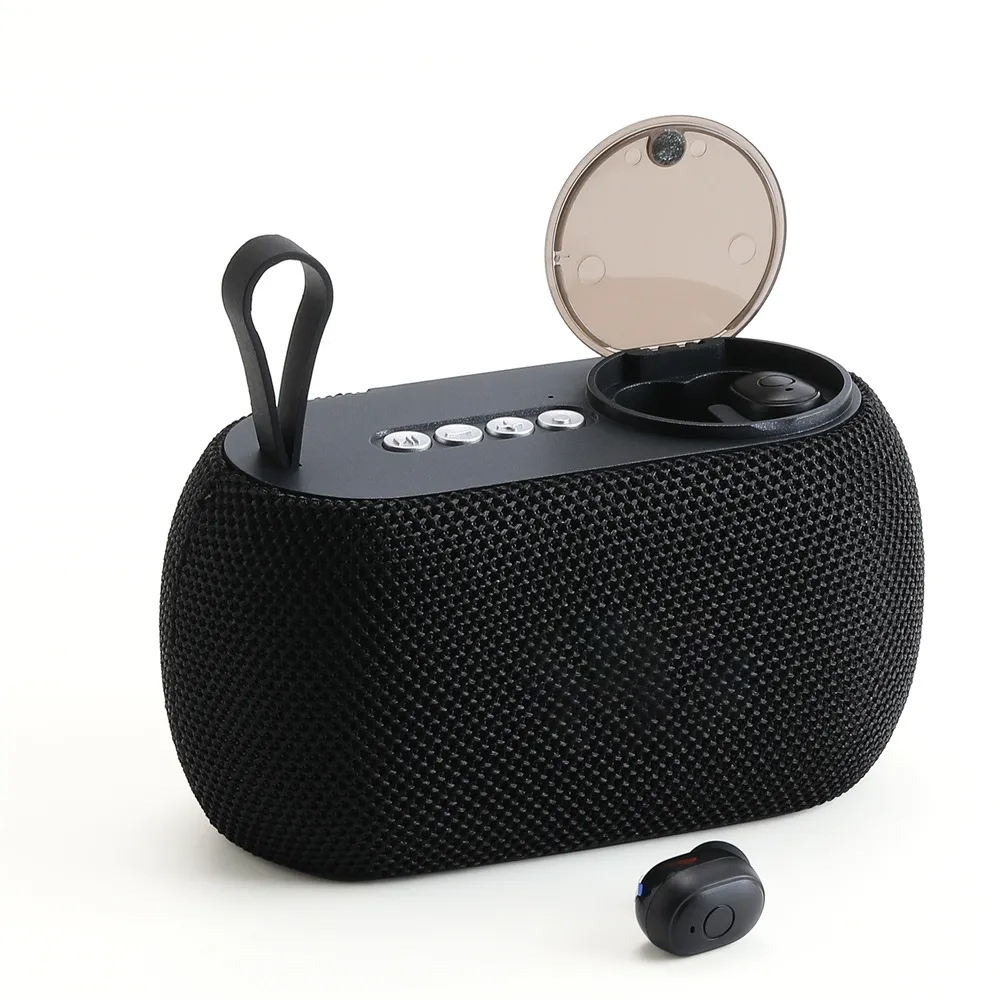 2-in-1 Mobile Music DJ Stereo Bluetooth Earbuds and Mini Outdoor Portable Speaker Box