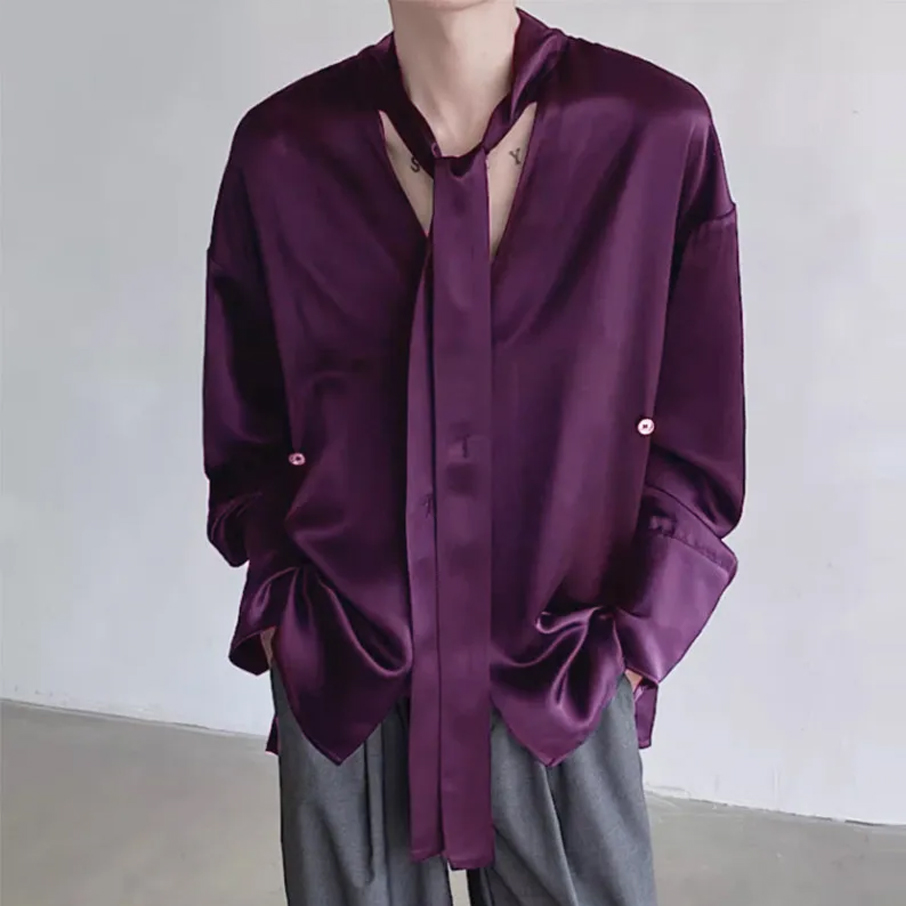 Style Clothing New Men Satin ...