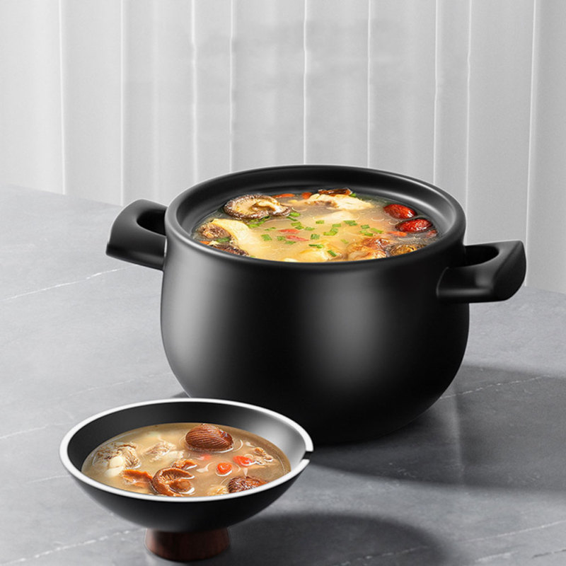 Ceramic Cooking Pot Casserole Non-Stick Cooking Black Casserole With Lid