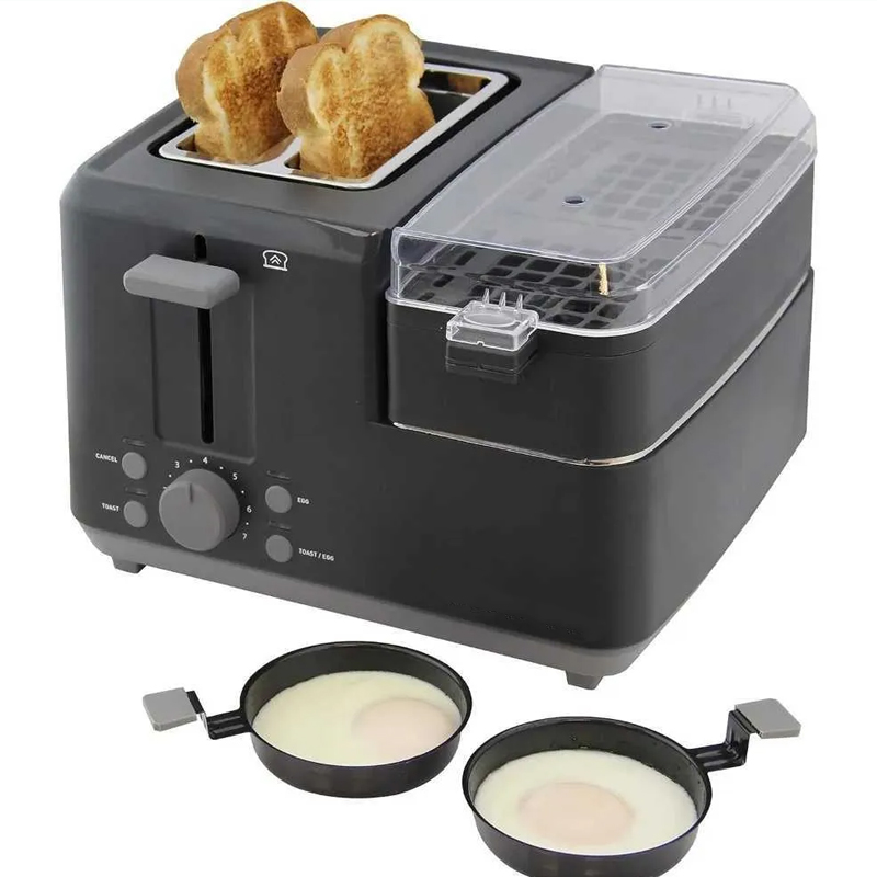 Bread r Breakfast Station 2 Slice Toaster With Removable Meat And Vegetable Warming Tray And Egg Cooker