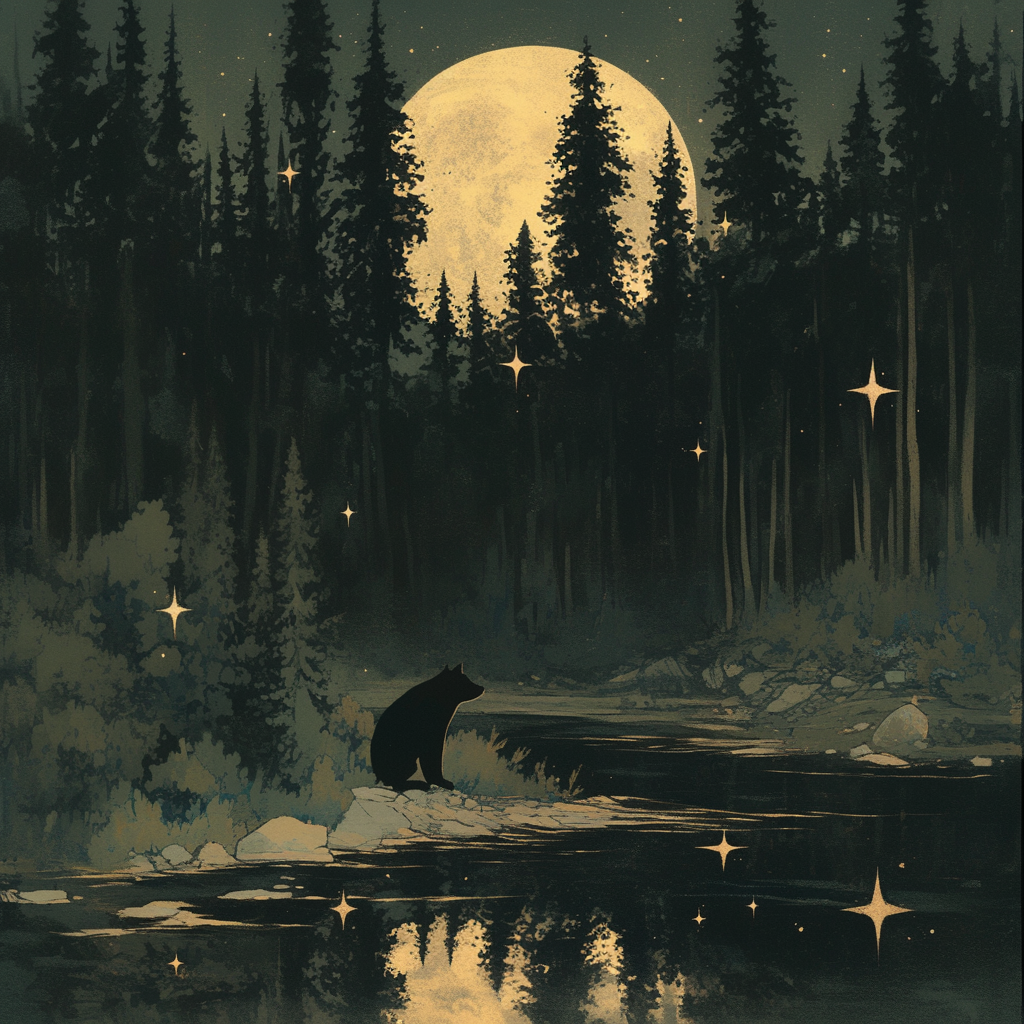 Wolf under the moonlight