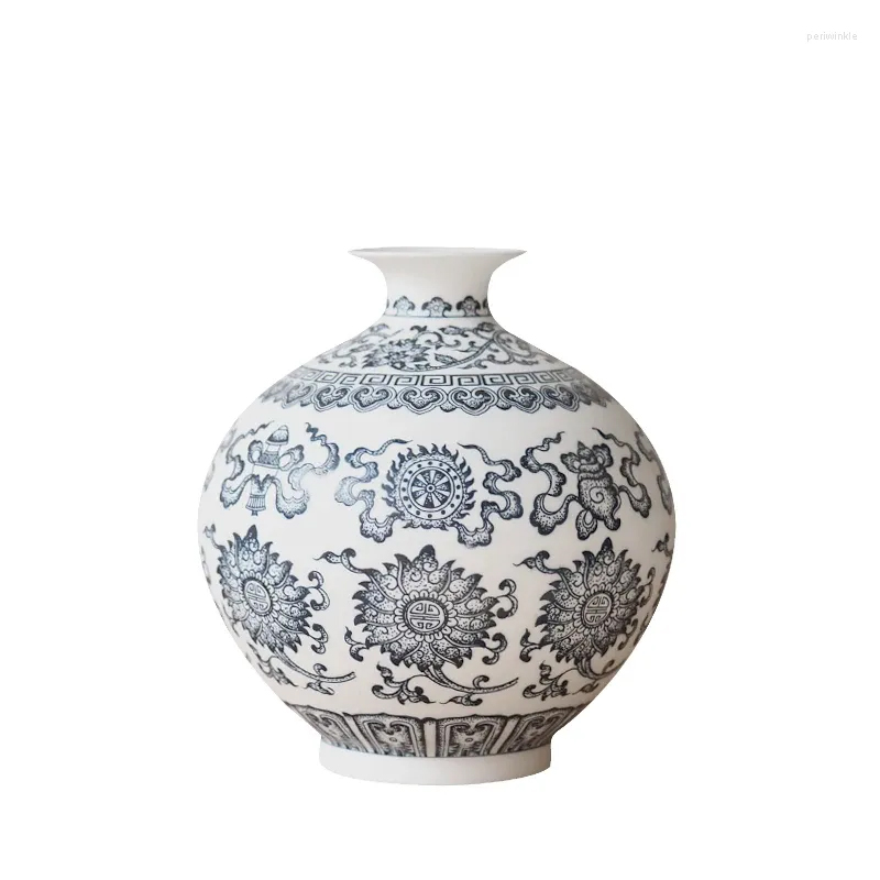 Vase Blue And White Ceramic Vase Design Porcelain Flower Bat Pattern Handmade Home Decoration