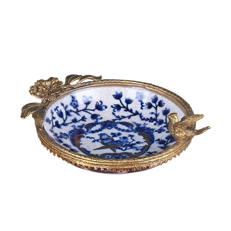 Blue And White Porcelain Dried Fruit Plate Ceramic...