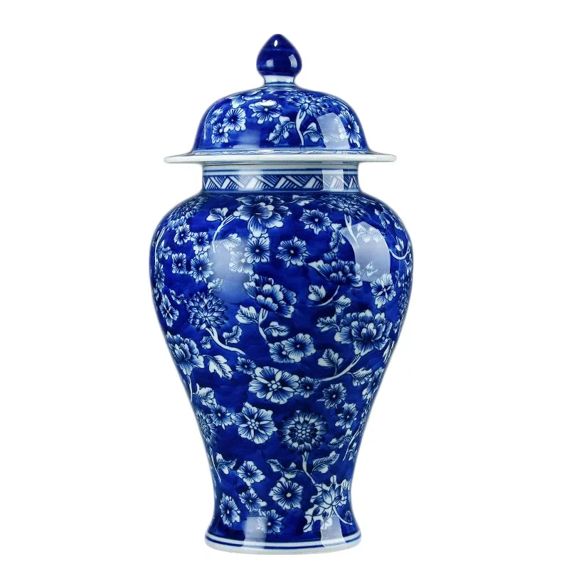 Vase Ceramic Hand-Painted General Jar Blue And White Porcelain Vase Living Room Decoration