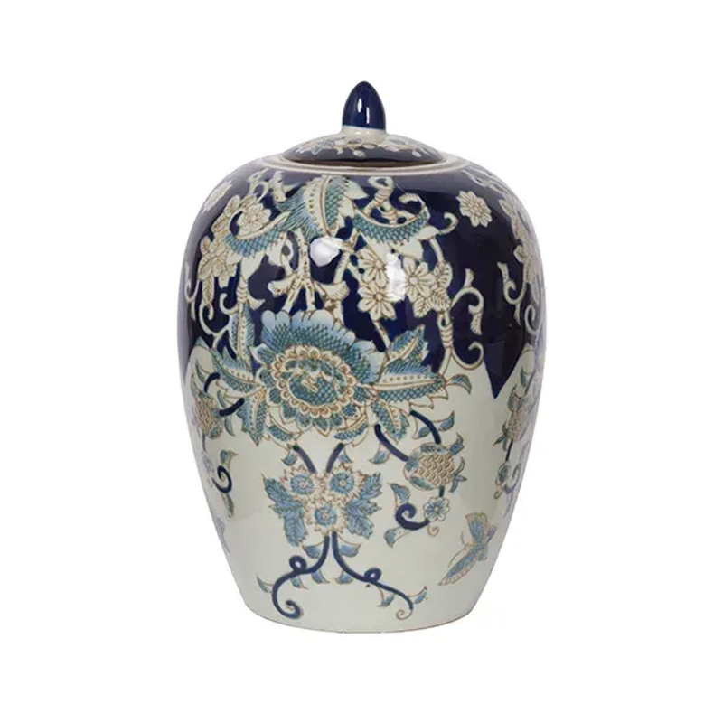 Vase European Classical Flowers Hand-Painted Blue And White Porcelain Crafts Ice Crack Craft Desktop Decoration Vase Home Decorations