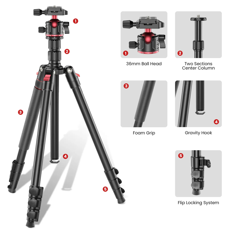 Camera Tripod Flexible Travel Professional Camera Tripod Stand Video Aluminum Alloy Monopod For Digital Camera