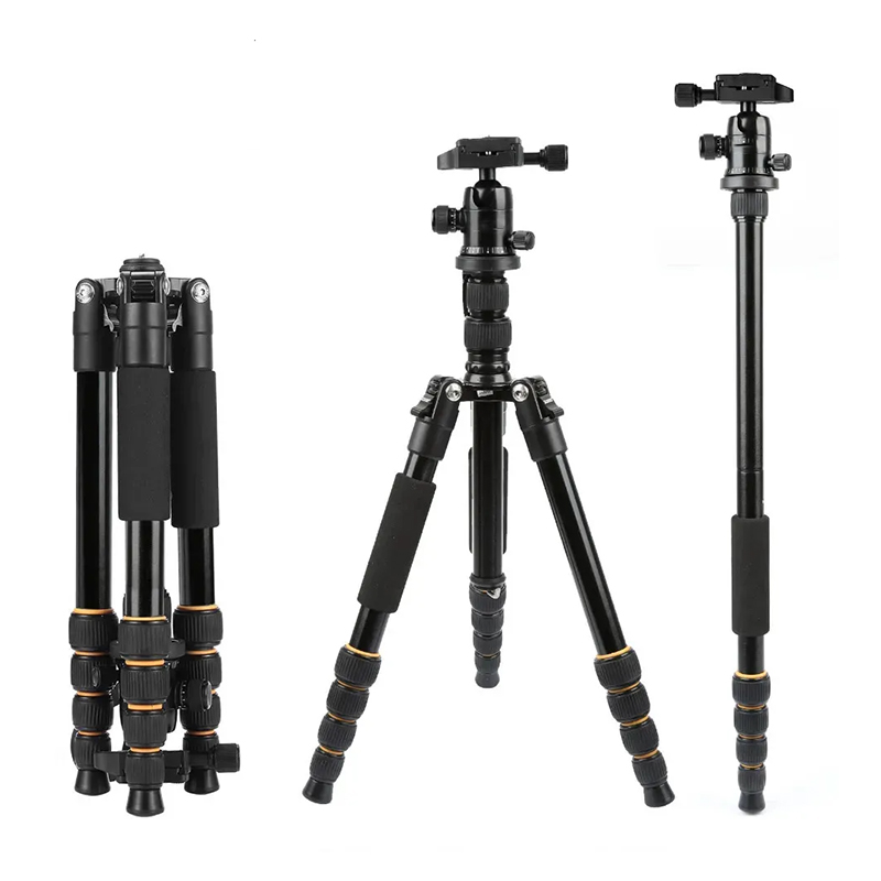 Tripods Lightweight Camera Tripod Stand Stativ Portable Professional Aluminum Travel Monopod Ball Head Compact For DSLRS