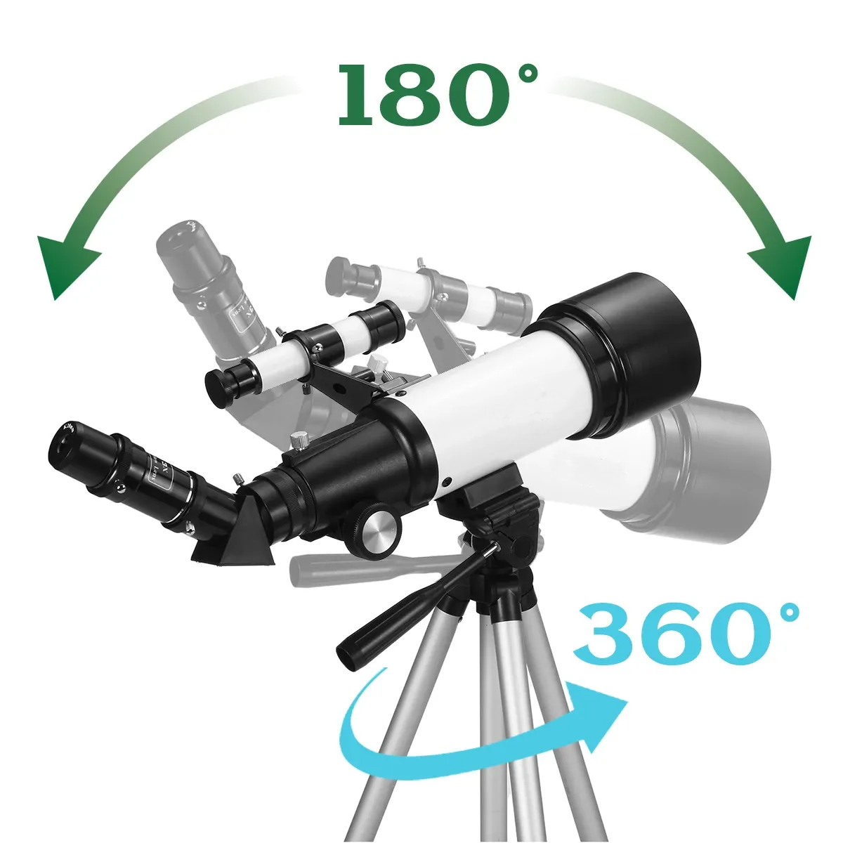 Portable Travel Telescope for Observing Planets, an Astronomical Refractor Telescope with a Tripod and a Finder Scope.