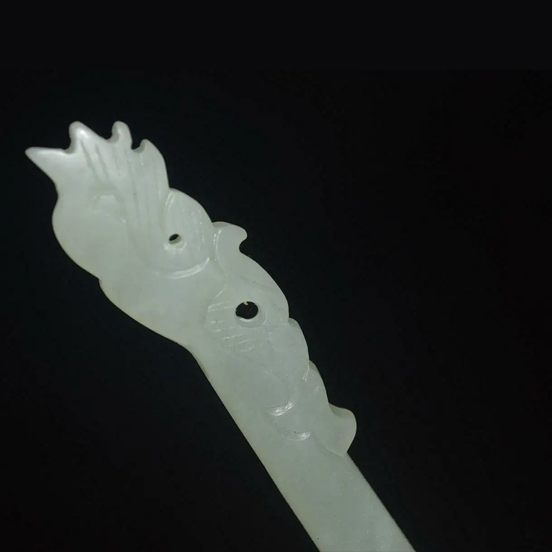 Ancient Noble HeTian Jade Carving: Exquisite Animal and Phoenix Motifs for Hair Accessories