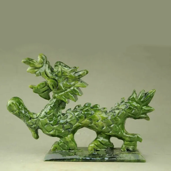 Exquisite Hand-Carved Natural Jade Dragon Statues: Desk and Home Accessory Figurines