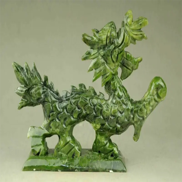 Exquisite Hand-Carved Natural Jade Dragon Statues:...