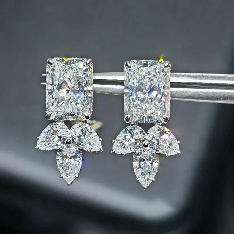 Platinum Brilliant Diamond Earrings for Women Spar...