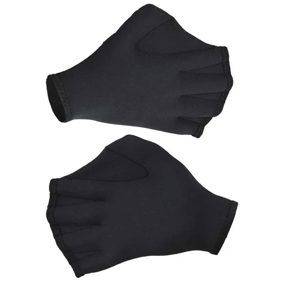 New Swimming Webbed Paddling Gloves Adult Black Diving Gloves Swimming Fins Swimming Training