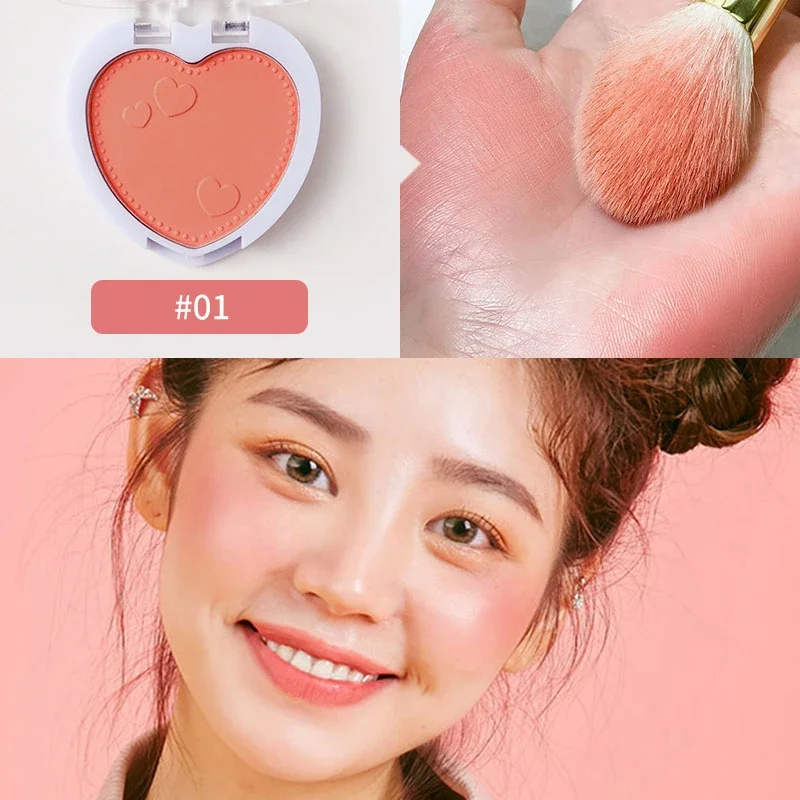 Cute Heart-Shaped Single-Color Blush Makeup Palette Natural Cream Blush