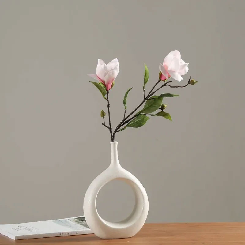 Vases Decorative Nordic Ceramic Vase Home Living Room Decor Table Decoration Accessories Round Figurines Ornaments