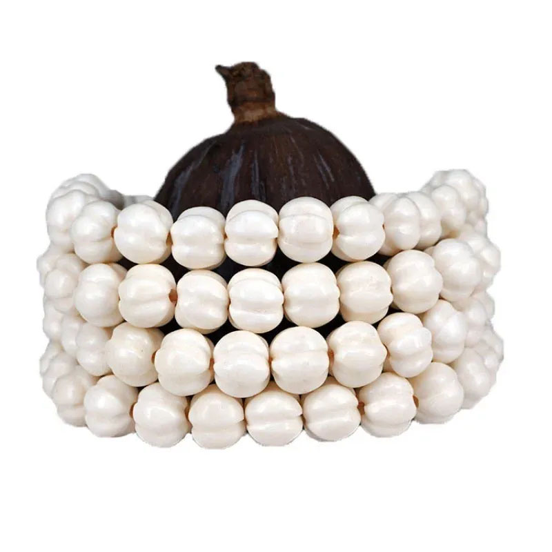 Strand Ox Bone Carved Pumpkin Beads 108 Handmade D...