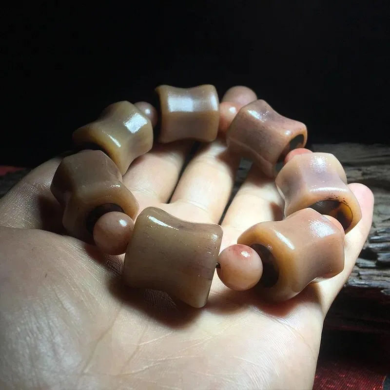 Strand Natural Bone Carved Hexagonal Prayer Beads ...