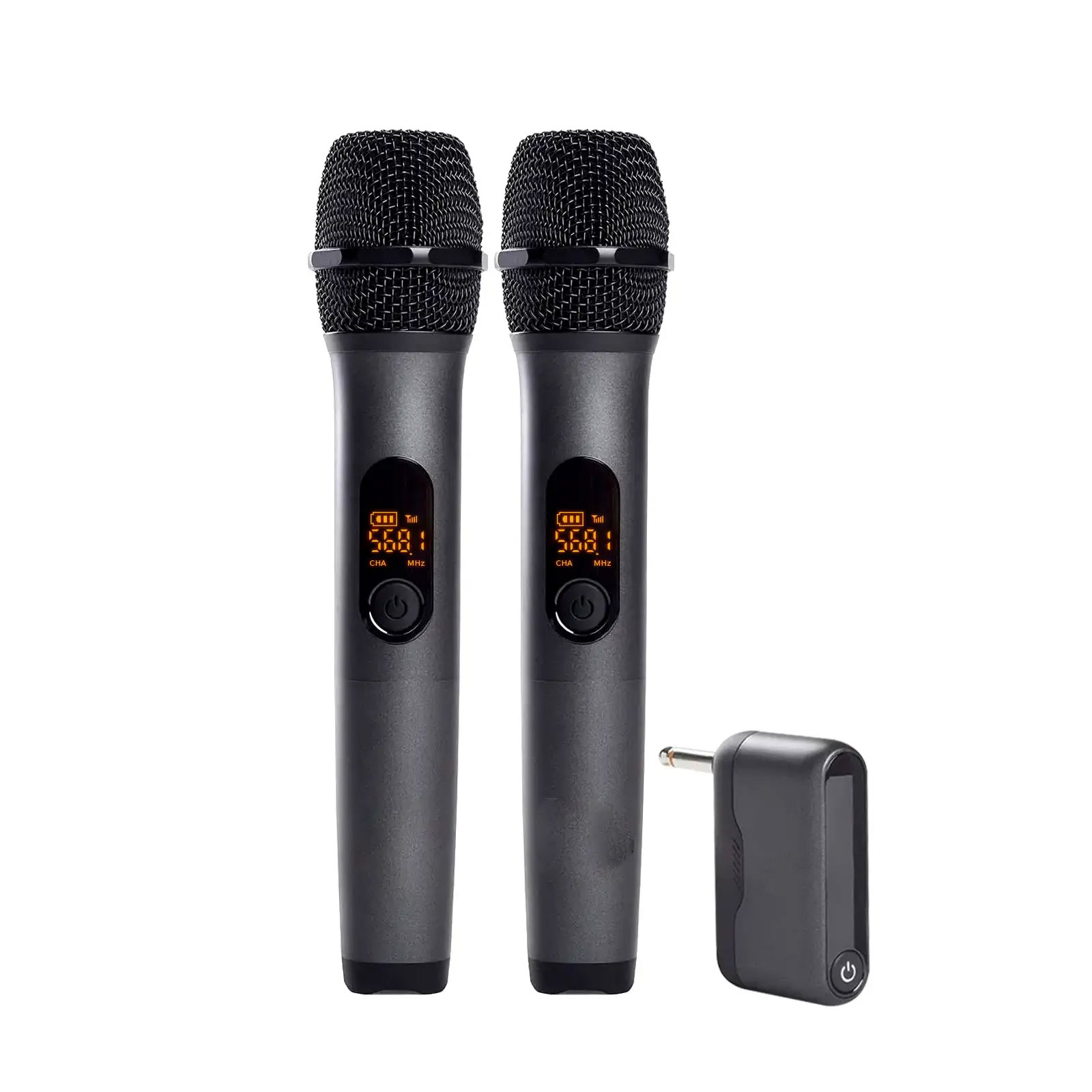 2 Channel Wireless Microphone System with Rechargeable Receiver Cordless Handheld Mic for Karaoke Church Party