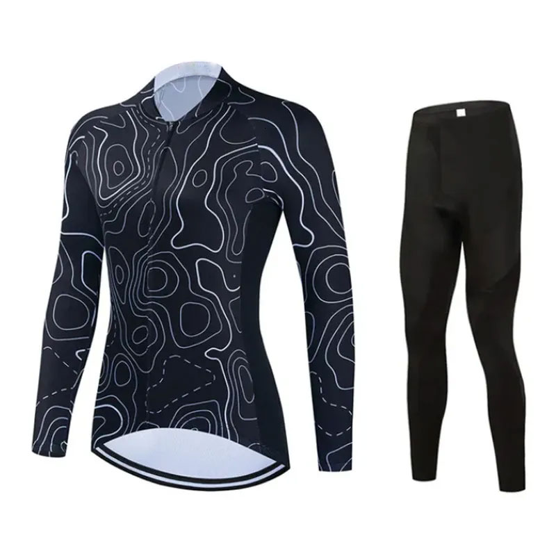 Winter Cycling Suit for Men and Women Long Sleeve Fleece Set with Thickened Warm Pants for Cold Weather Riding
