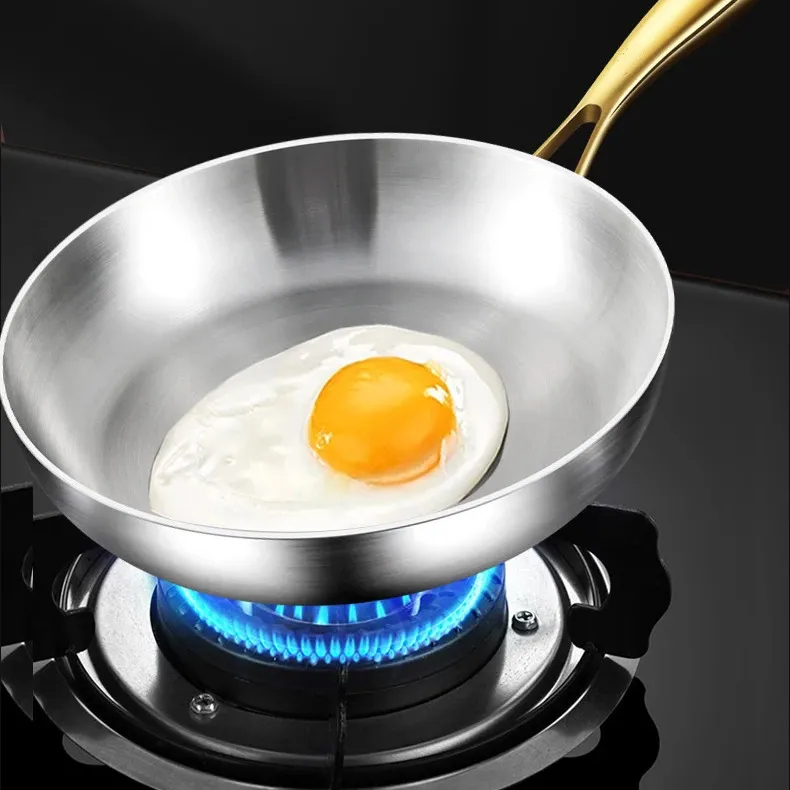 316 Stainless Steel Frying Pan Wok Nonstick Cookin...