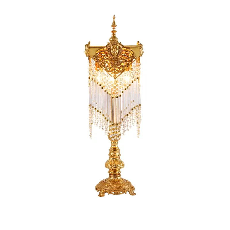 Table Lamps European Brass Crystal Tassel ...