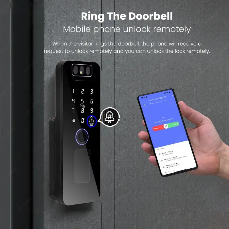 3D Face Recognition Fingerprint Smart Door Lock Tuya WiFi App Waterproof Outdoor Gate Passcode RFID Card Keyless Entry