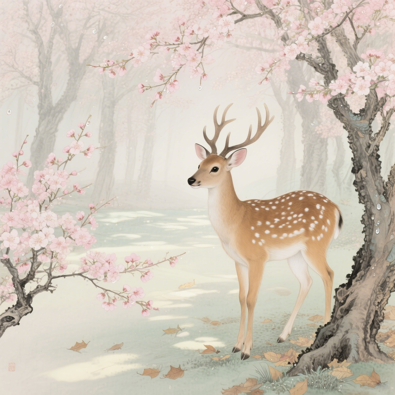 Plum Blossom And Sika Deer