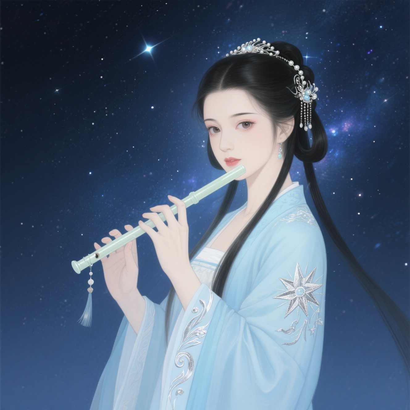The Jade Maiden Playing the Flute