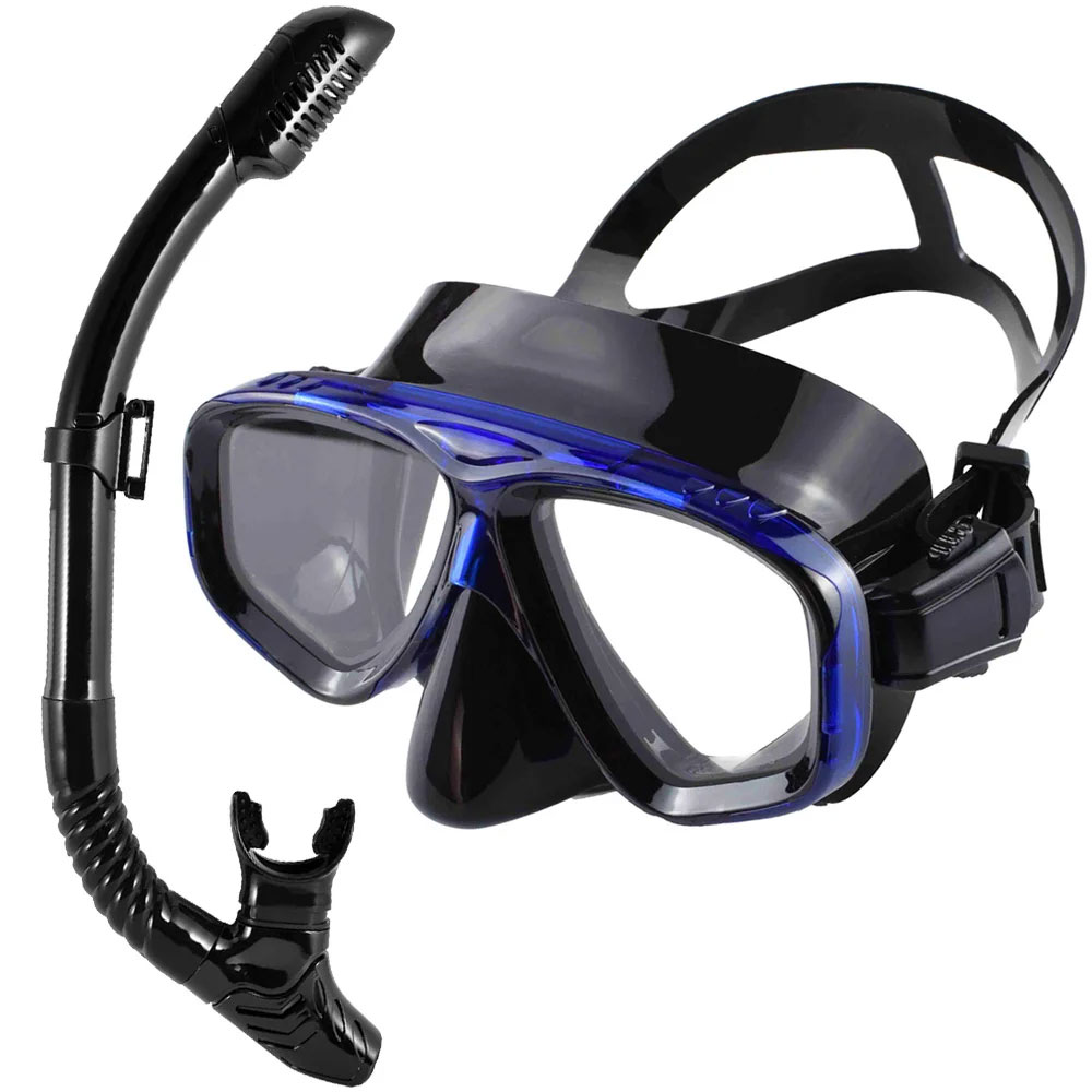 Dry Snorkel Set Professional Scuba Mask Anti-Leak Wide-View Tempered Glass