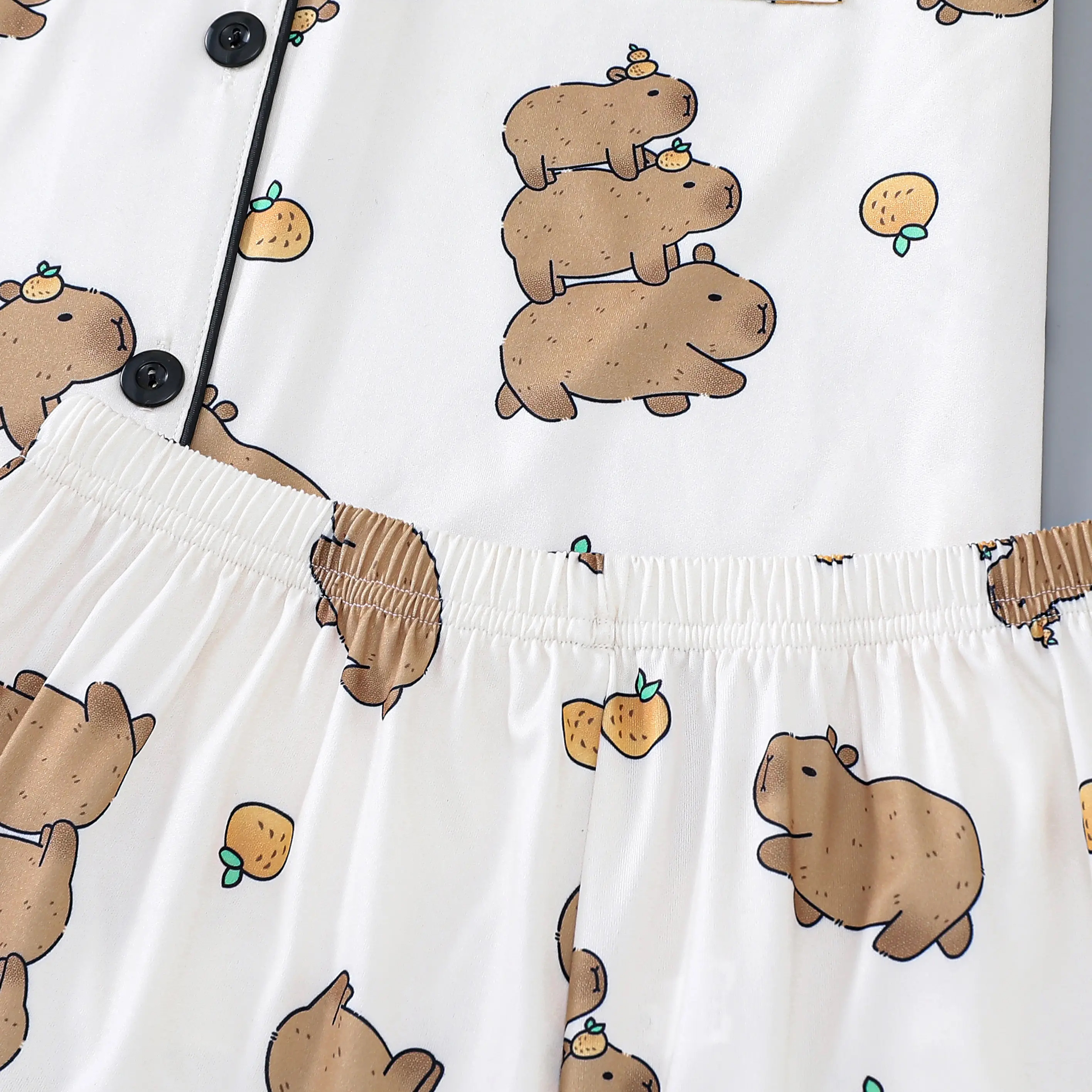Cute Water Dolphin Print Ladies Pajamas Set Of Short-Sleeved Lapel Top And Loose Shorts Shu S Four Seasons Ladies Homewear