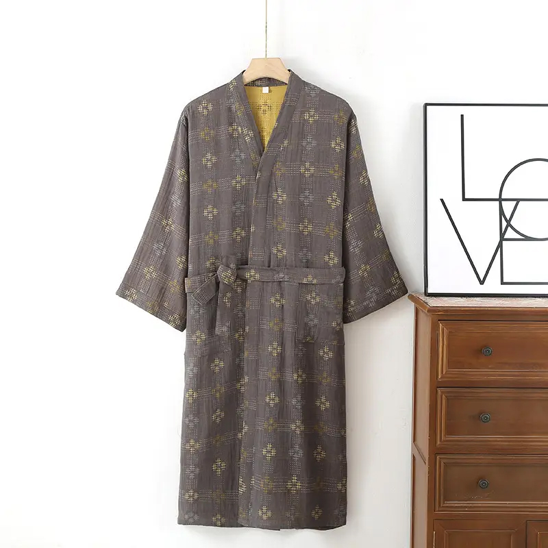 Men's Sleepwear Cotton Shower Bathrobe Gown Print ...