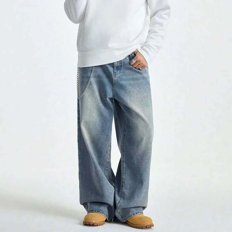 Men's Wide Leg Jeans Hip-Hop Style Classic Loose F...