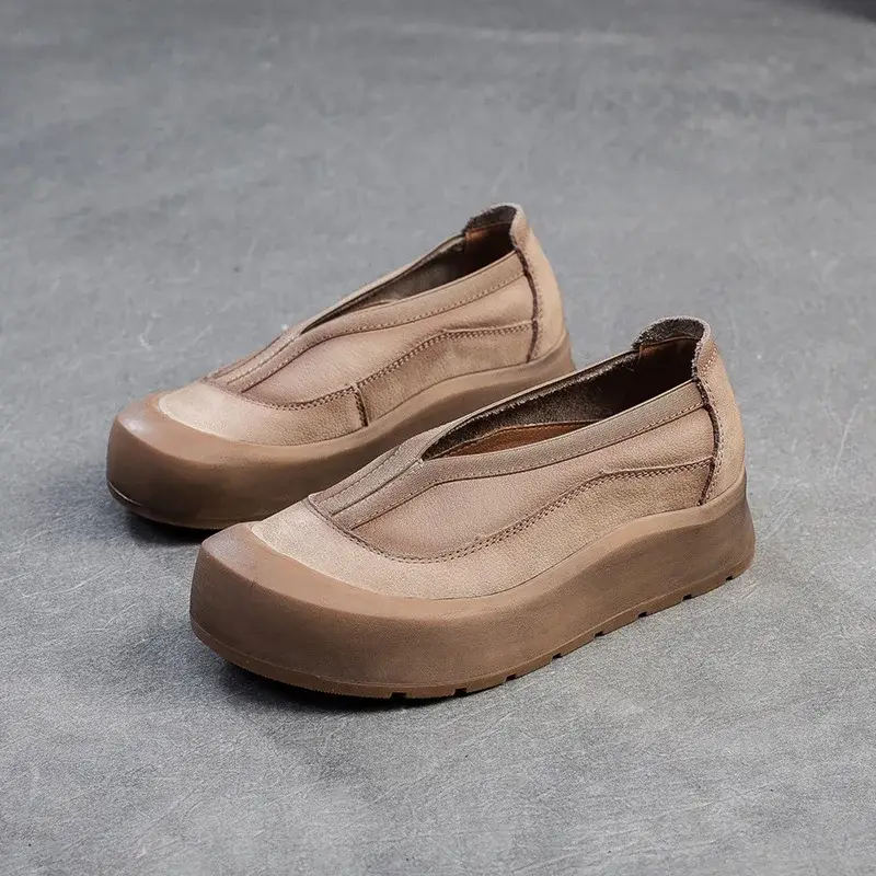Cow Suede Genuine Leather Platform Shoes 9cm