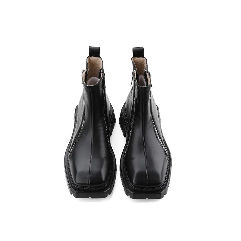 Mens Casual Leather Boots High-Quality Leisure Tooling Shoes Comfortable Inside Handmade Trend Fashion Derby Shoes