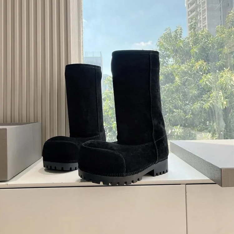 Big Head Snow Boots For Women Unisex Winter Fur Integrated High Tube Warm Thick Sole Cotton Shoes