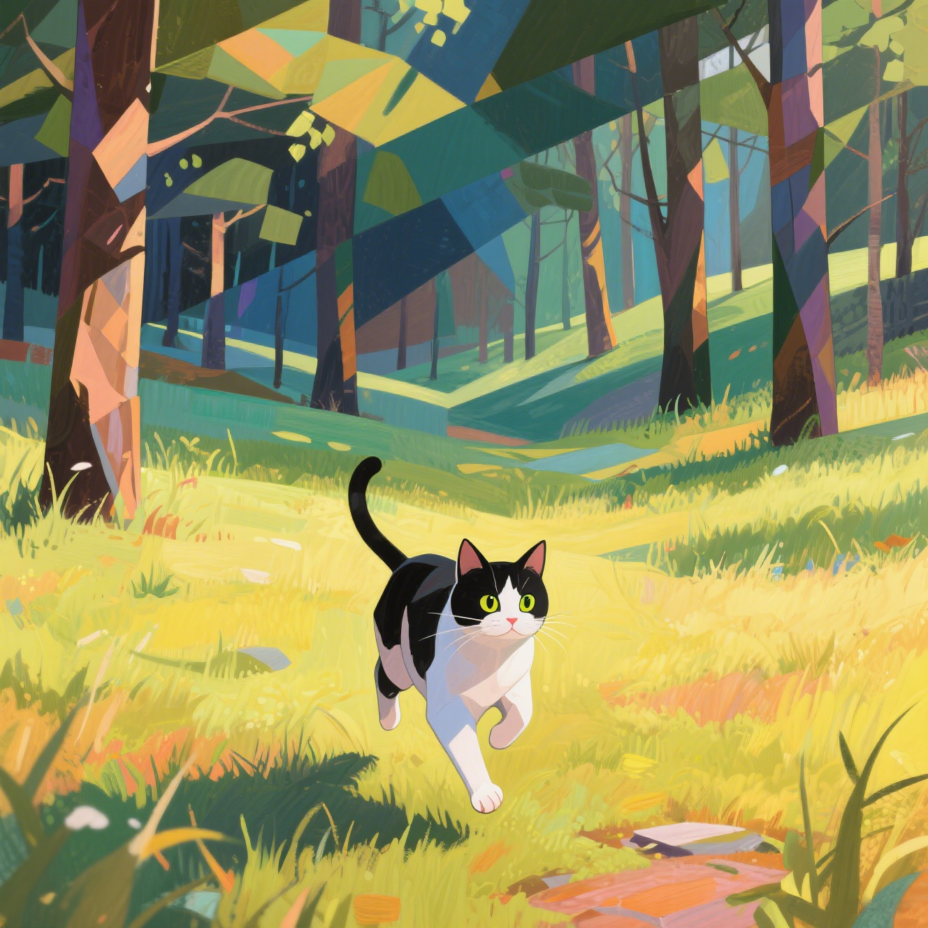 Stereoscopic Space Forest Cat