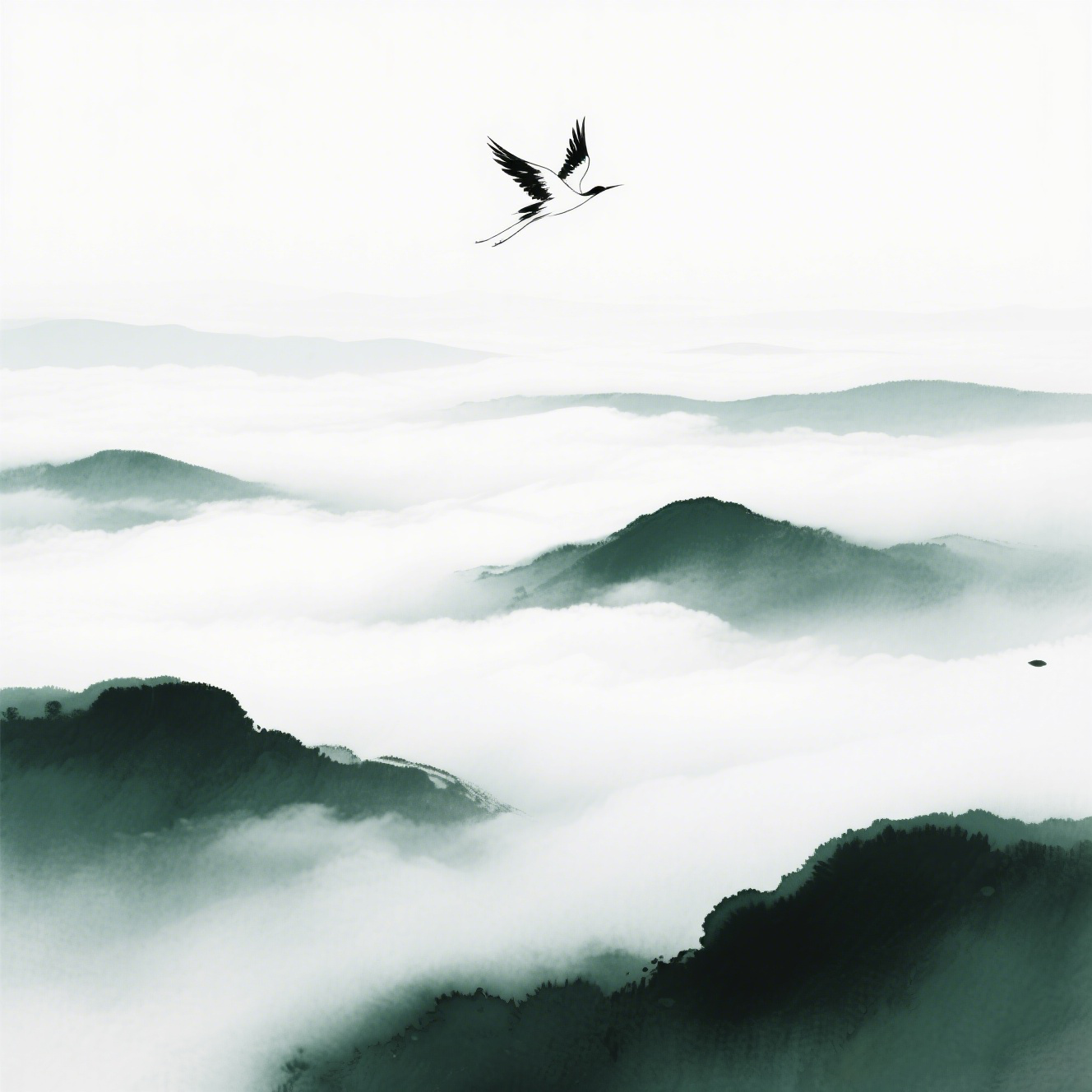 Flying Cranes On The Clouds