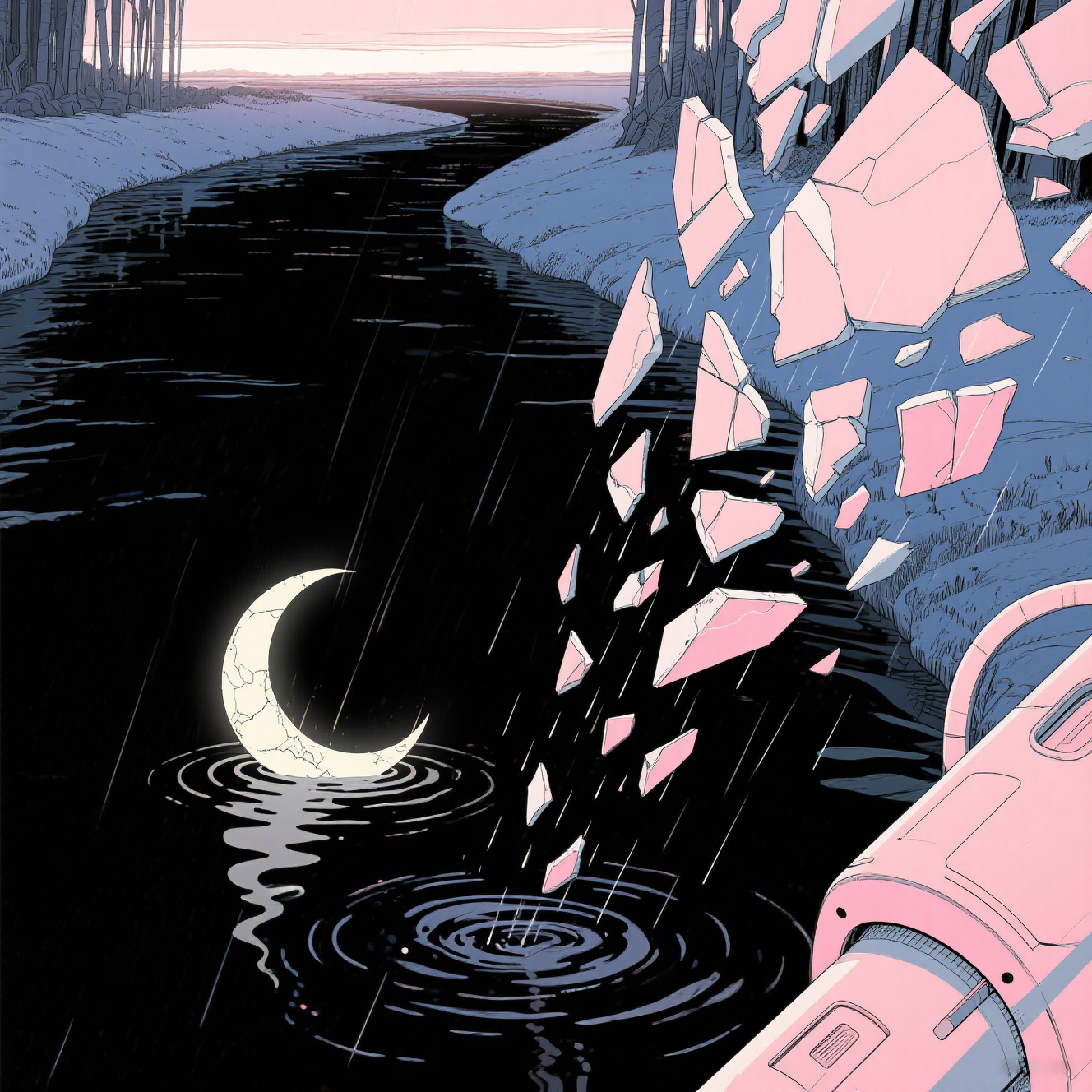 The Moon Falling Into The Water