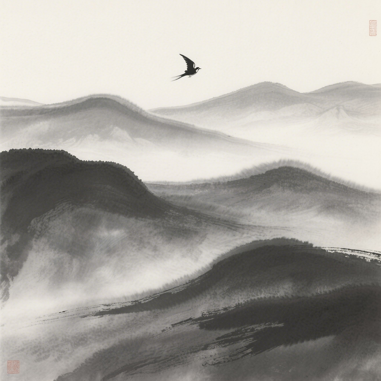 Flying Bird Ink Painting