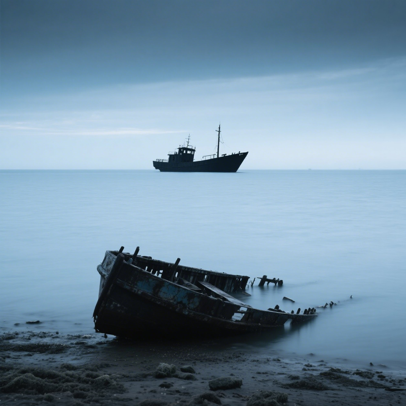 A Large Ship Off The Island