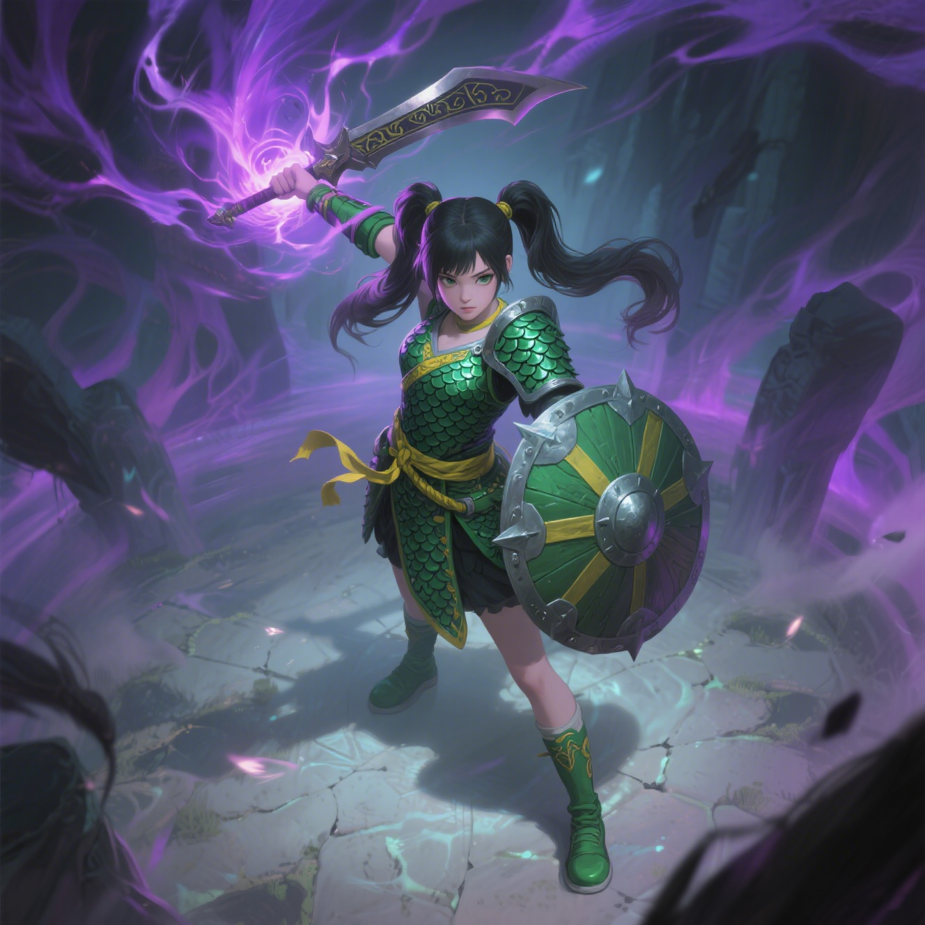 Knife And Shield Female Warrior