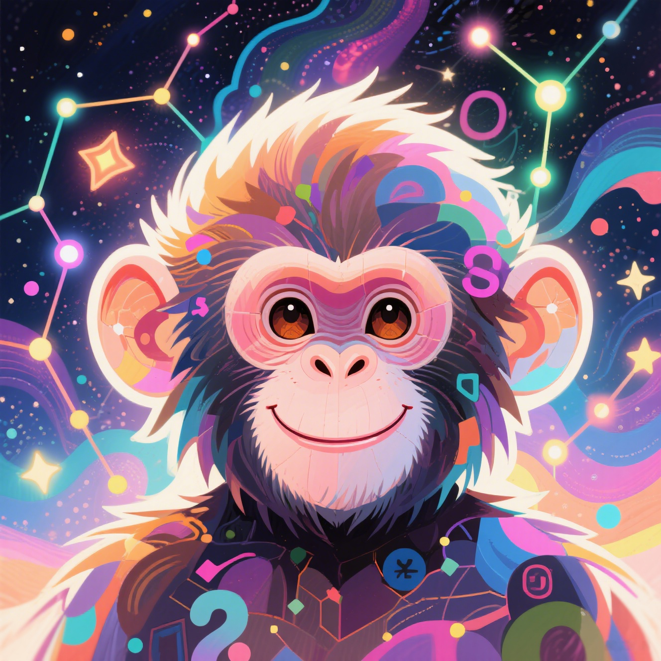 Colorful Chain Digital Monkey Avatar