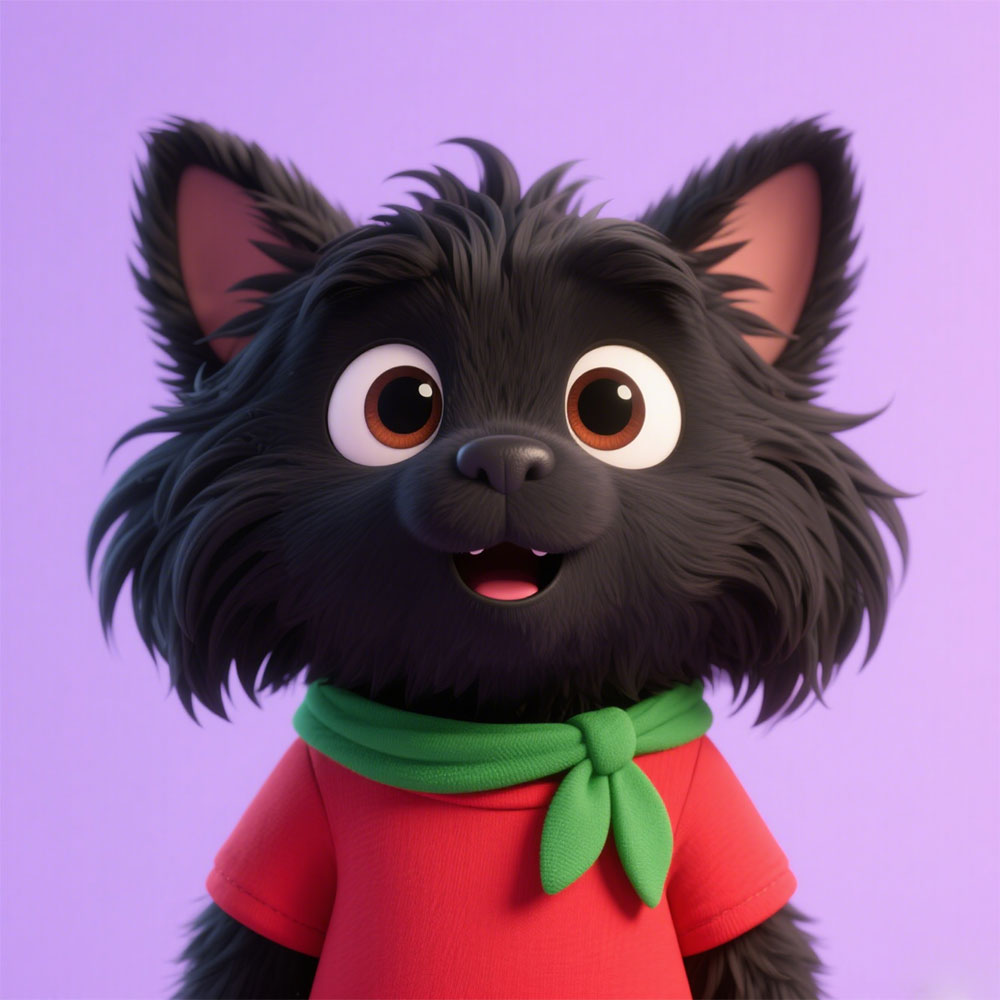 Cute Black Dog With Green Scarf